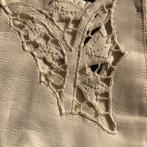 VTG Leather Gloves Italian Made by Anticoli Off White Size 7 - Picture 11 of 16